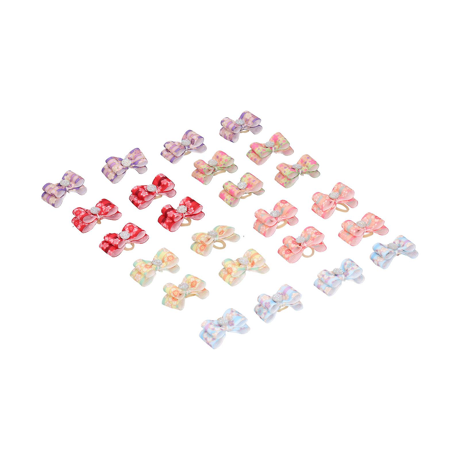 24pcs Pet Hair Bows Dog Hair Grooming Bows With Rubber Bands For Dog And Cat Grooming Accessories