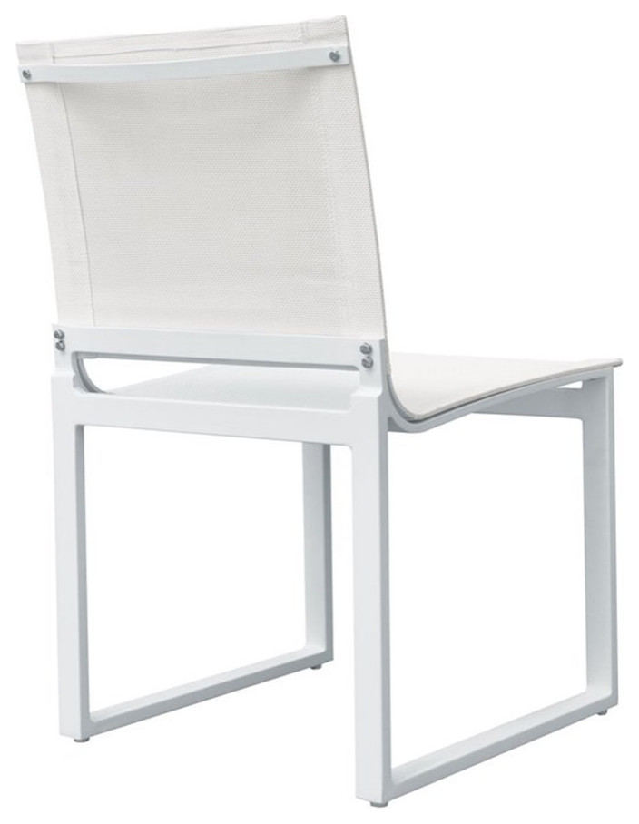 Modrest Kayak 17.5 quotModern Aluminum  ampMetal Dining Chair in Off White (Set of 2)   Contemporary   Outdoor Dining Chairs   by Homesquare  Houzz