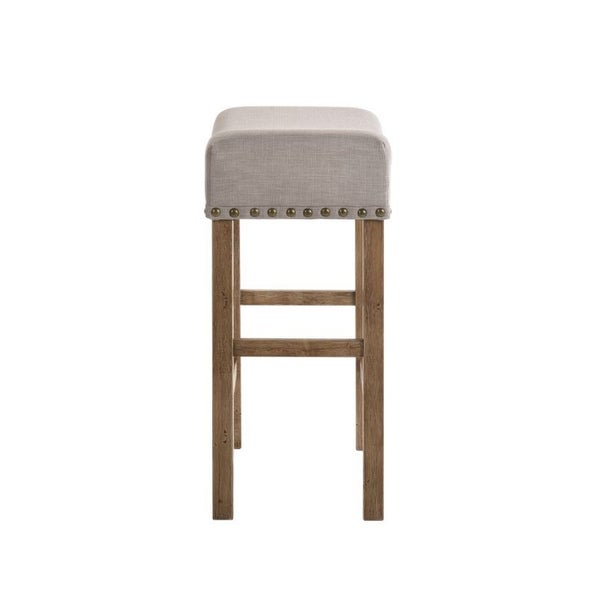 Set of 2 Linen Upholstered Counter Height Stool