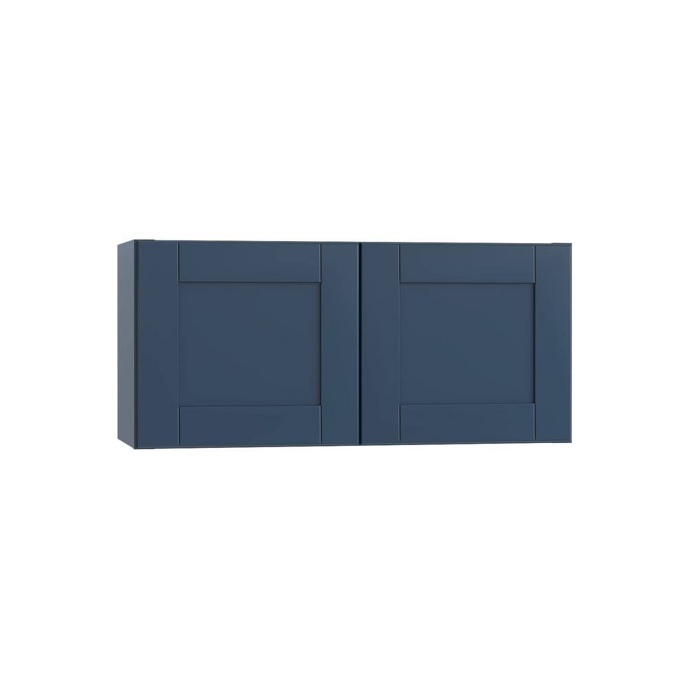 Home Decorators Collection Washington Vessel Blue Plywood Shaker Stock Assembled Wall Kitchen Cabinet Soft Close 30 in. x 18 in. x 12 in. W3018-WVB