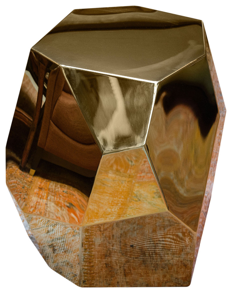 Gold Faceted High Table  Versmissen Boulder   Contemporary   Side Tables And End Tables   by Oroa   Distinctive Furniture  Houzz