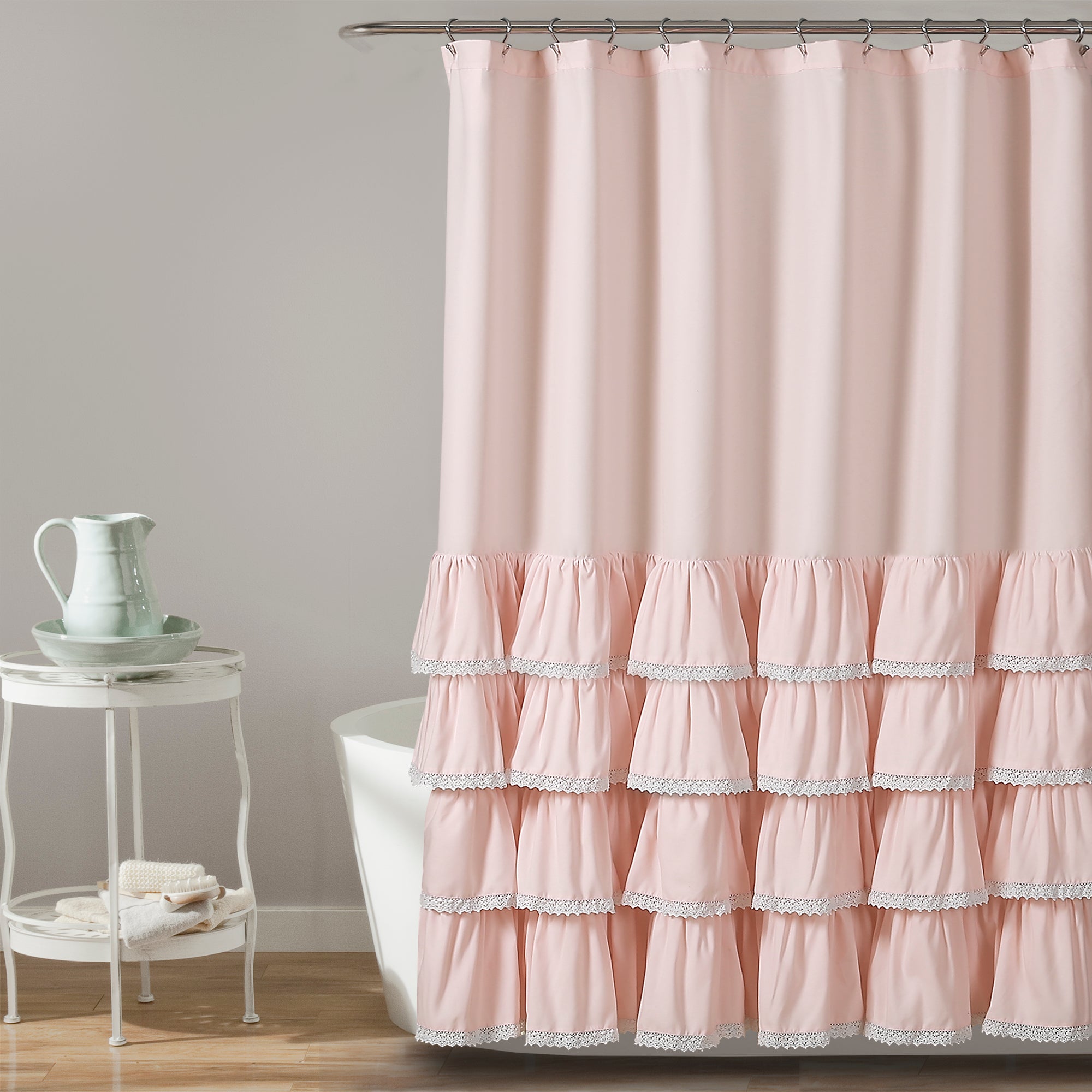 Ella Ruffle Lace Shower Curtain