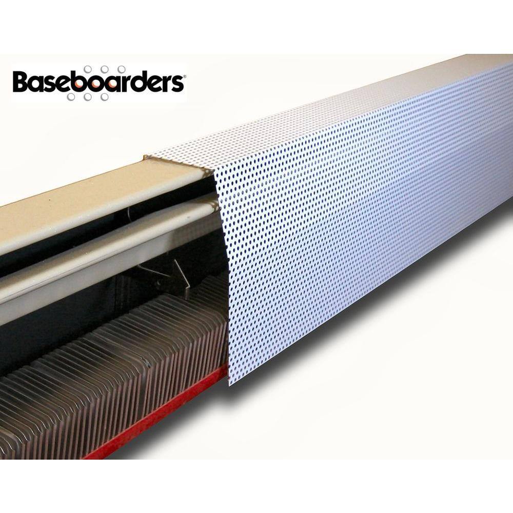 Baseboarders Premium Series 6 ft. Galvanized Steel Easy Slip-On Baseboard Heater Cover in White BB001-72