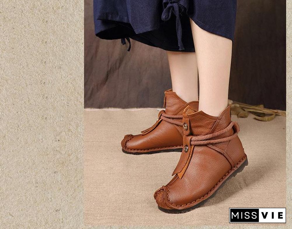 Women Genuine Leather High Quality Fashion Short Flats Ankle Boots