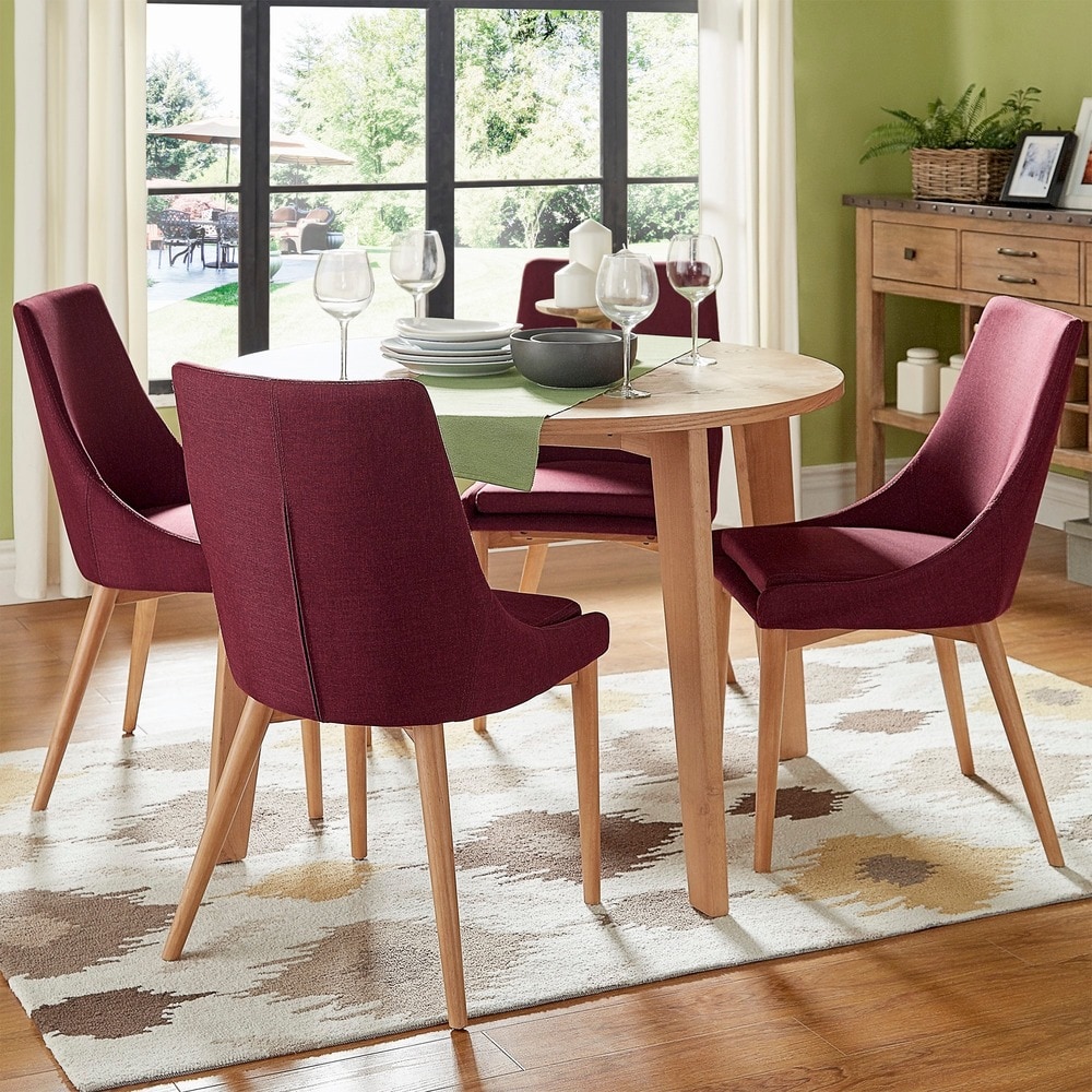 Sasha Oak Angled Leg Round 5 piece Dining Set iNSPIRE Q Modern