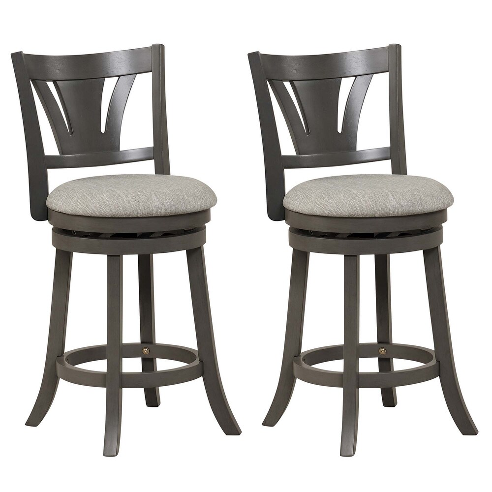 Costway 26.5'' Swivel Bar Stool Counter Height with Curved Backrest