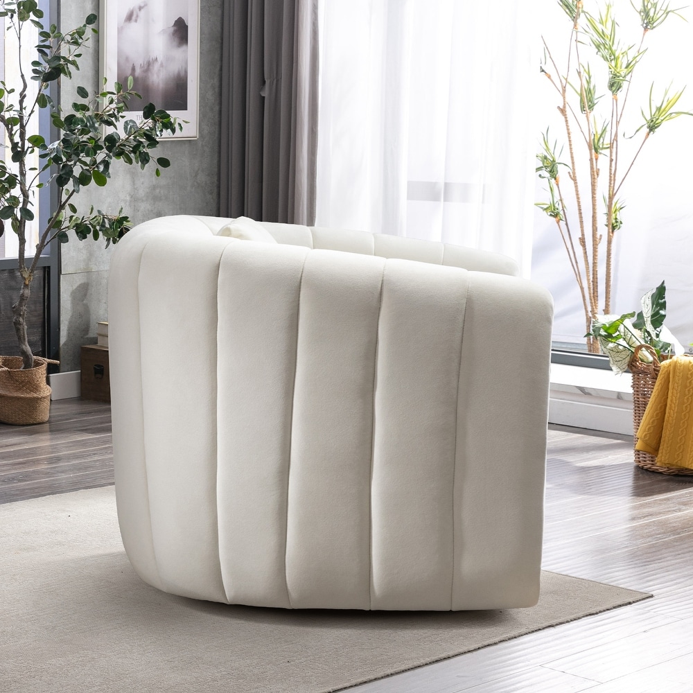 Swivel Accent Chair with Plump Pillow for Living Room and Bedroom