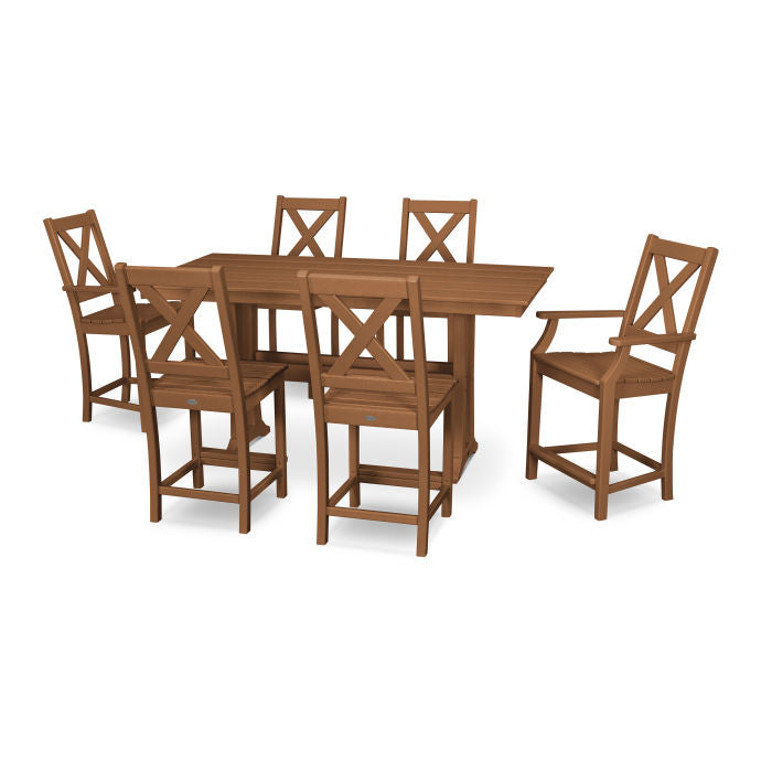 Polywood Braxton 7-Piece Farmhouse Trestle Counter Set PWS510-1