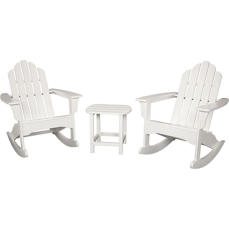 Hanover Accessories All-Weather Rocking Adirondack Patio Chair and End Table 3-piece Set