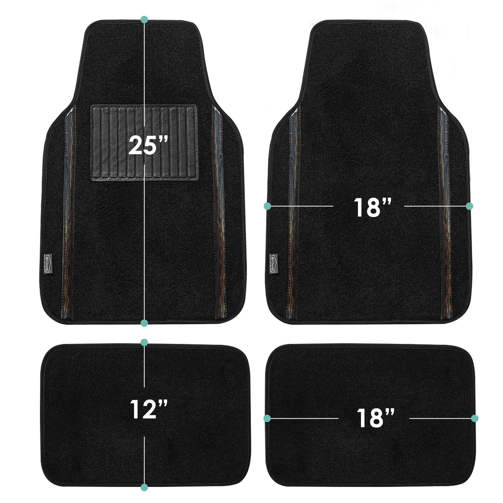 FH Group Galaxy13 4-Piece Carpet Black Car Floor Mats Universal Fit with Air Freshener