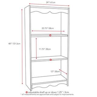 CorLiving Hawthorn 48 in. Frost White Wood 3-shelf Standard Bookcase with Adjustable Shelves LHN-710-S