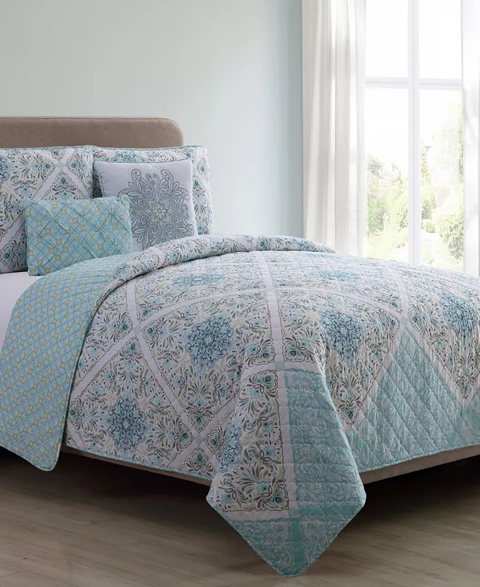 VCNY Home Windsor Reversible 5-Piece Queen Quilt Set