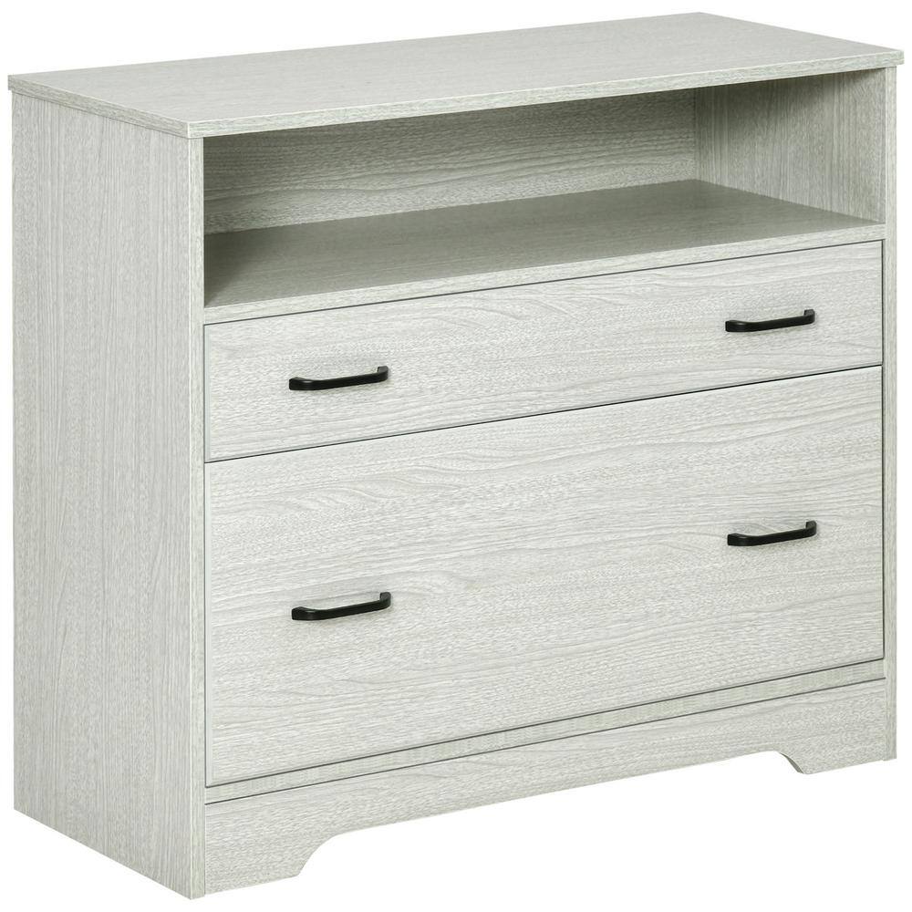 Vinsetto Grey Lateral File Cabinet with 2-Drawers Fits Letter Sized Papers 924-047GY