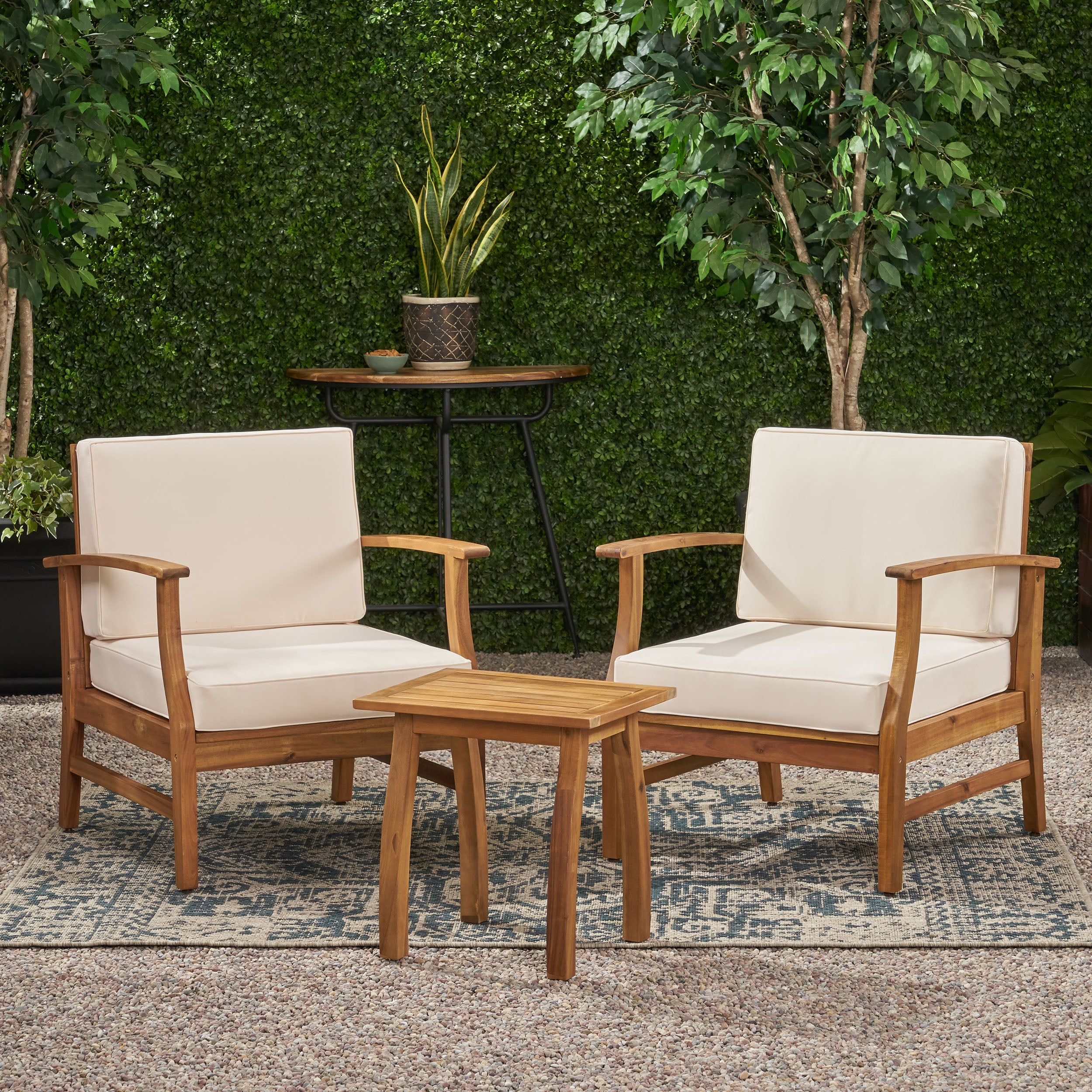 Pearl Outdoor 2 Seater Acacia Wood Chat Set with Cushions