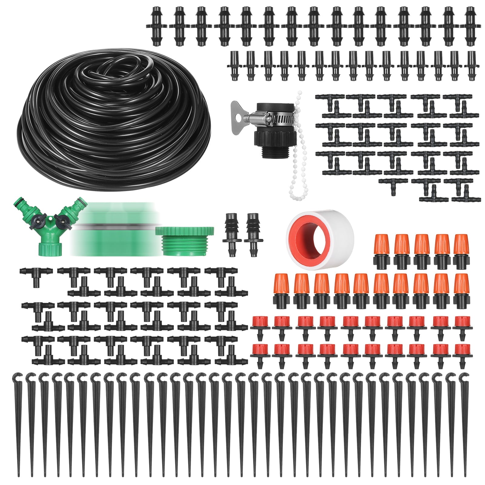 Ametoys Plant Watering Drip Irrigation Kit DIY Watering System with Nozzles Misters Drippers 40 Meters Tubing for Garden Lawn Patio