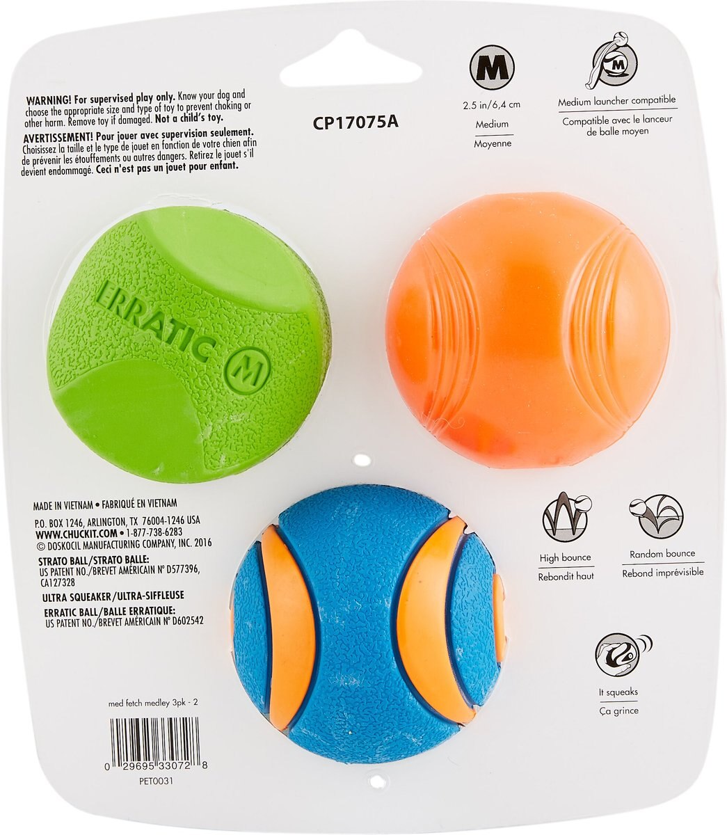 Chuckit! Fetch Ball Medley 2 Triple Pack Ball Dog Toy