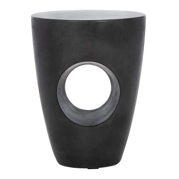 SAFAVIEH Aishi Indoor/ Outdoor Modern Black Concrete Round Accent Table