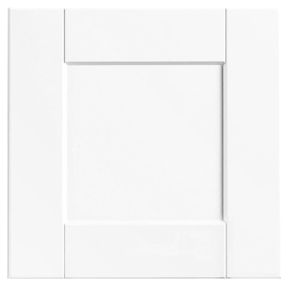 Hampton Bay Shaker 14.5 in. W x 14.5 in. H Cabinet Door Sample in Satin White HBKSMPLDR-SSW