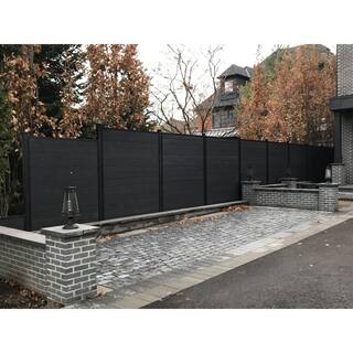 Slipfence 70 in. x 1-14 in. x 1-14 in. Black Aluminum Fence Channels for 6 ft. high fence 2 per pack includes screws. SF2-HCK06