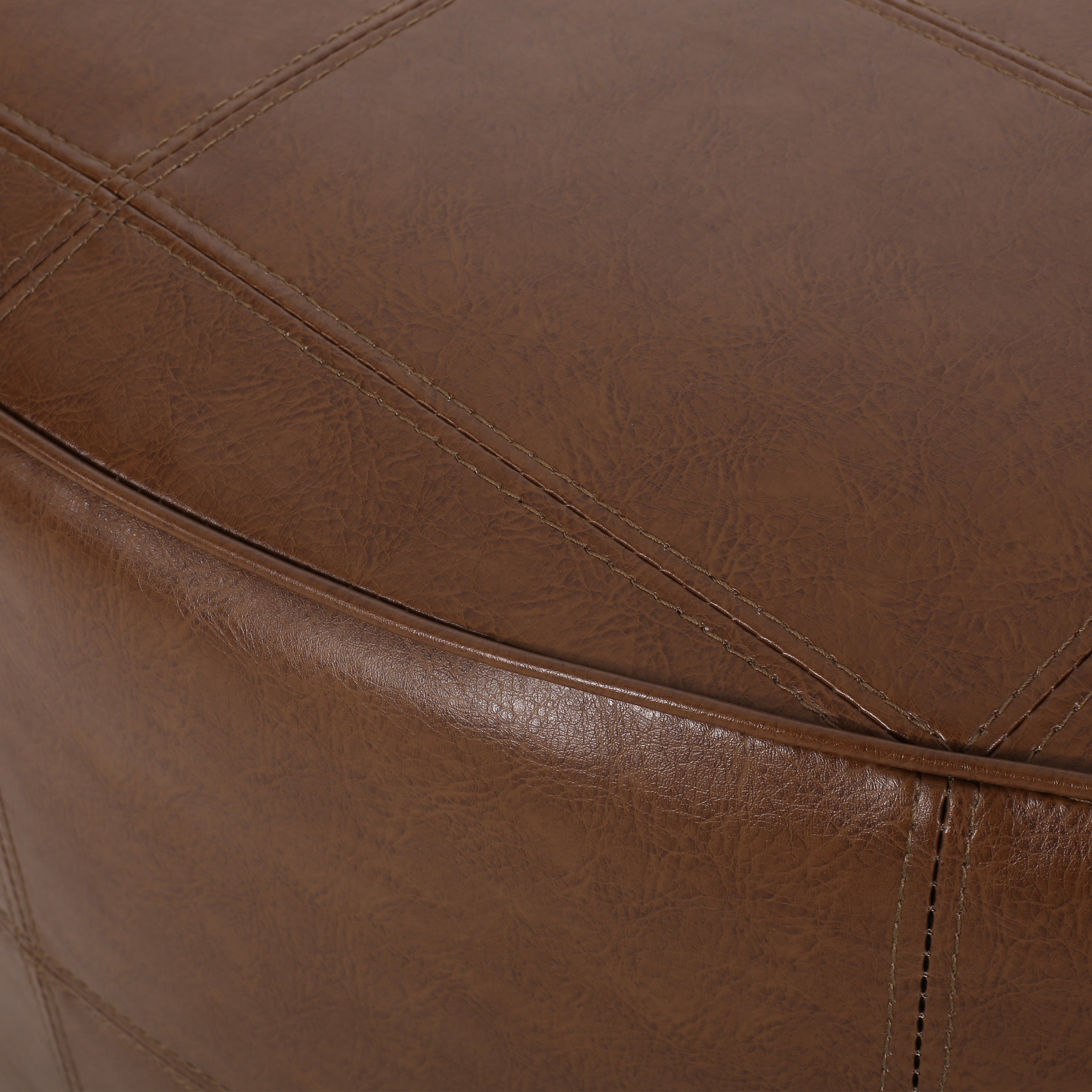 Dored Faux Leather Upholstered Ottoman