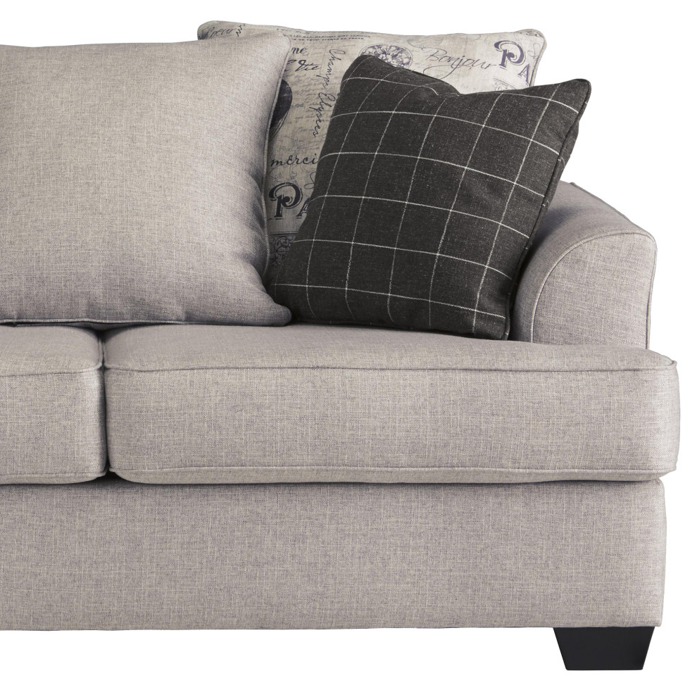 Benzara BM210763 Fabric Upholstered Wooden Loveseat With Piped Stitching  Gray   Transitional   Loveseats   by VirVentures  Houzz