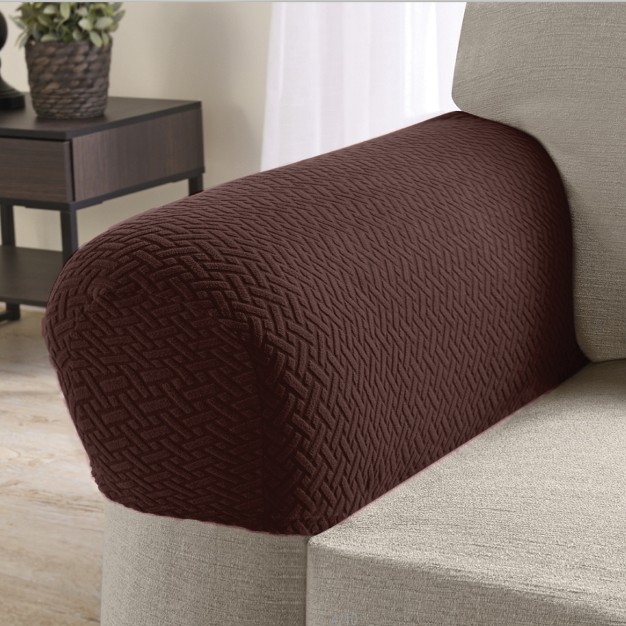 Collections Etc Armrest Covers For Recliners Sofas Chairs With Stretch Textured Pattern Set Of 2