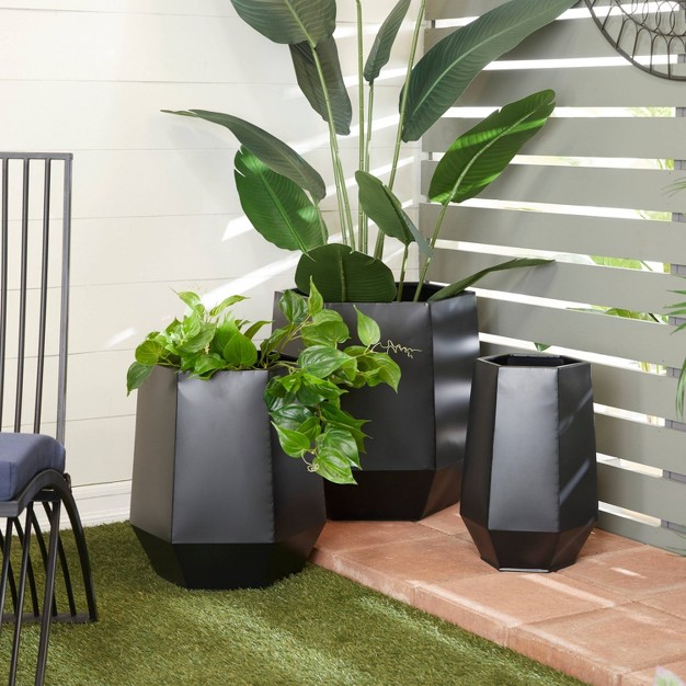 3pc Modern Metal Planter Pots Olivia amp May