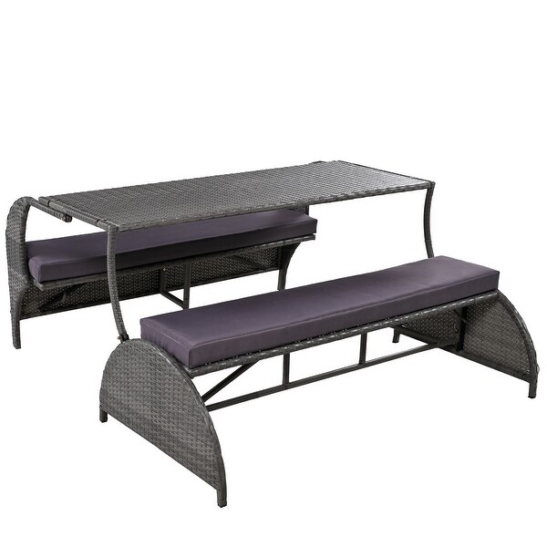 Roomfitters Versatile Outdoor Loveseat Converts to Four Seats and a Table，Durable Design，Ideal for Gardens，Lawns，Patio