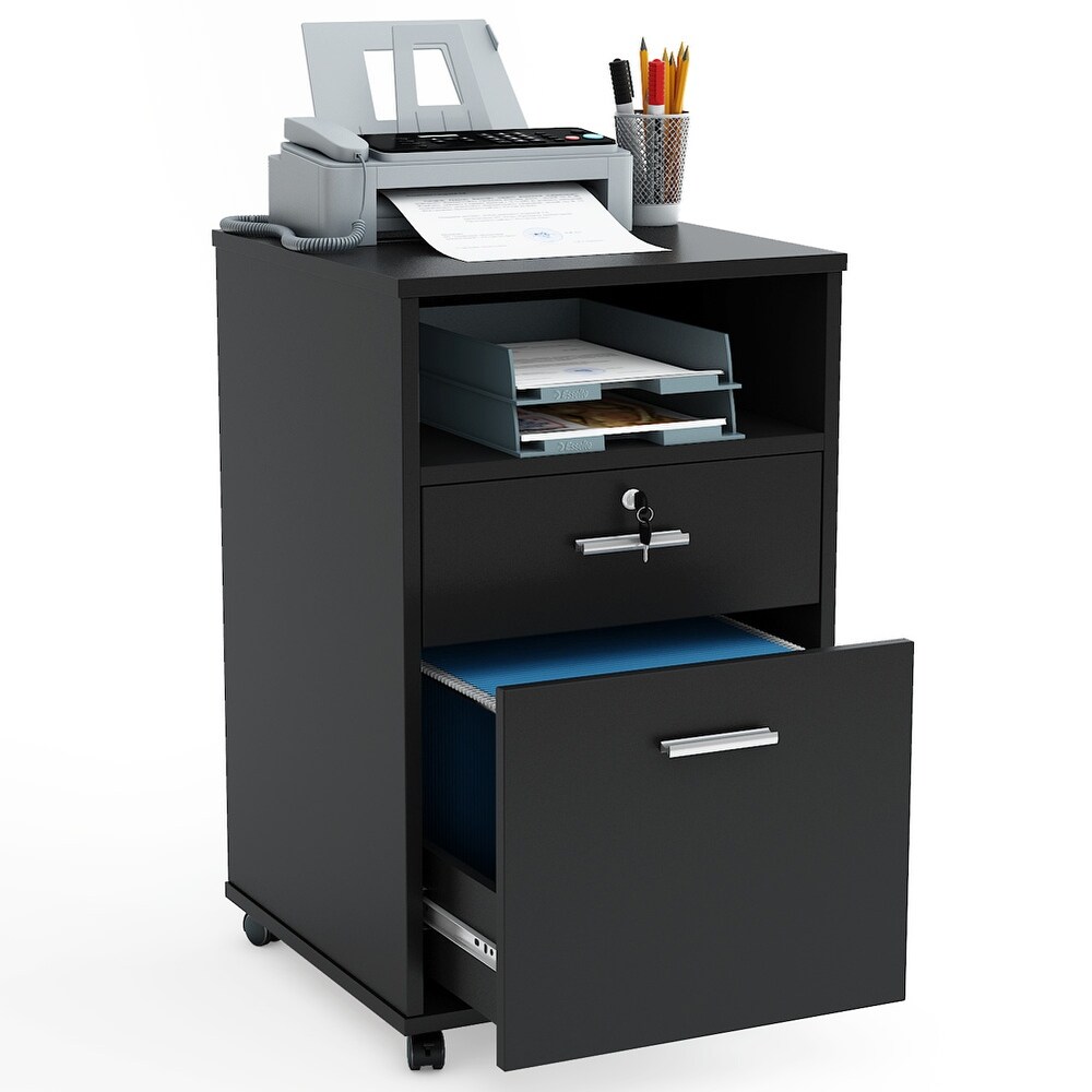 Mobile File Cabinet with 2 Drawers  Filing Cabinet Printer Stand with Wheels