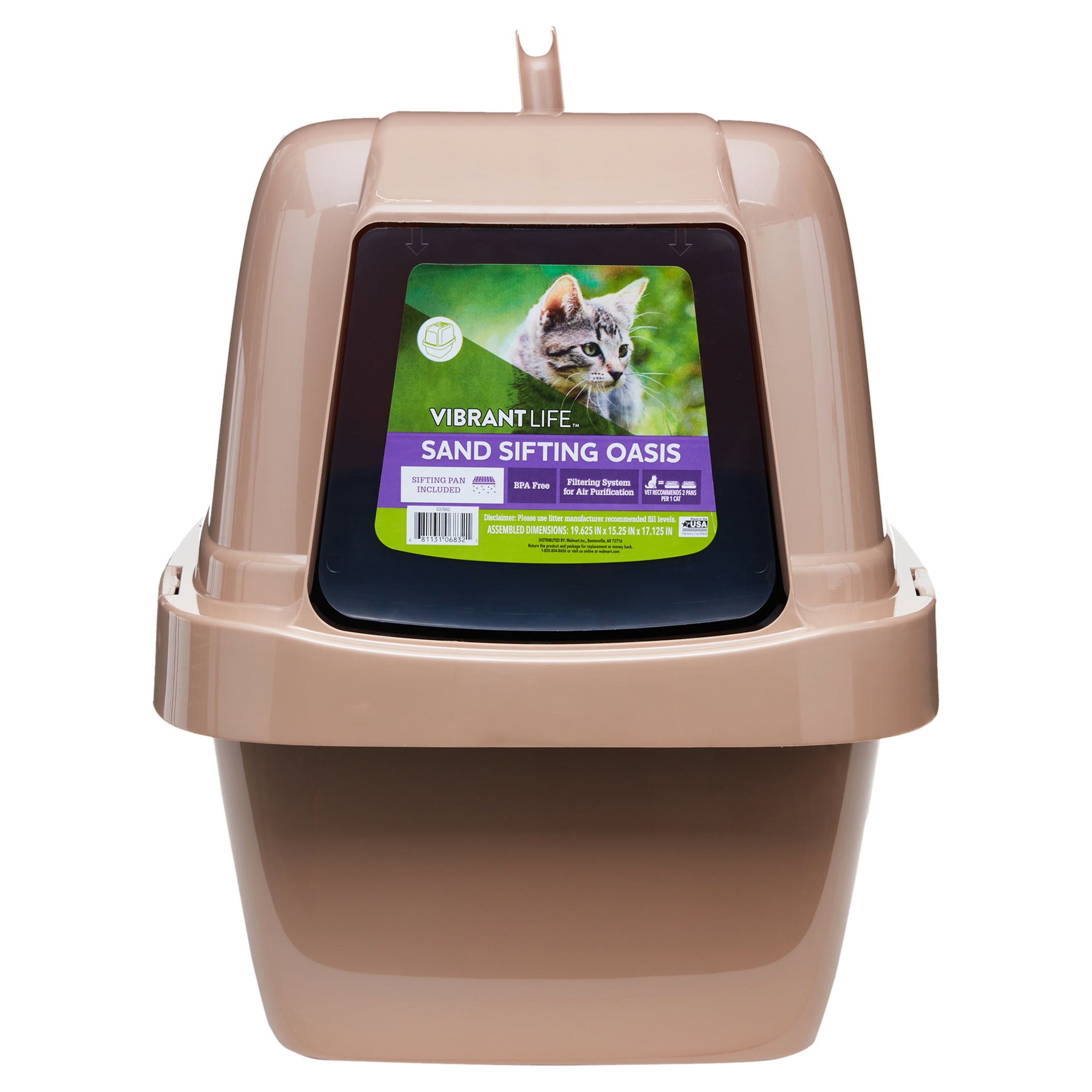 Vibrant Life Sand Sifting Oasis Cat Litter Box， Beige