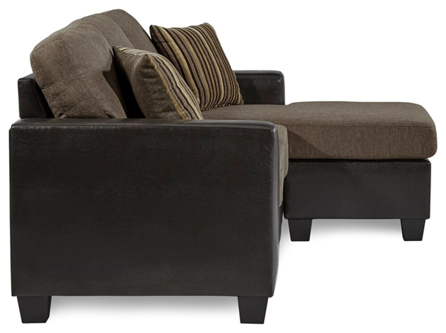 Lexicon Slater Reversible Sofa Chaise with 2 Pillows in Brown   Transitional   Sectional Sofas   by Homesquare  Houzz