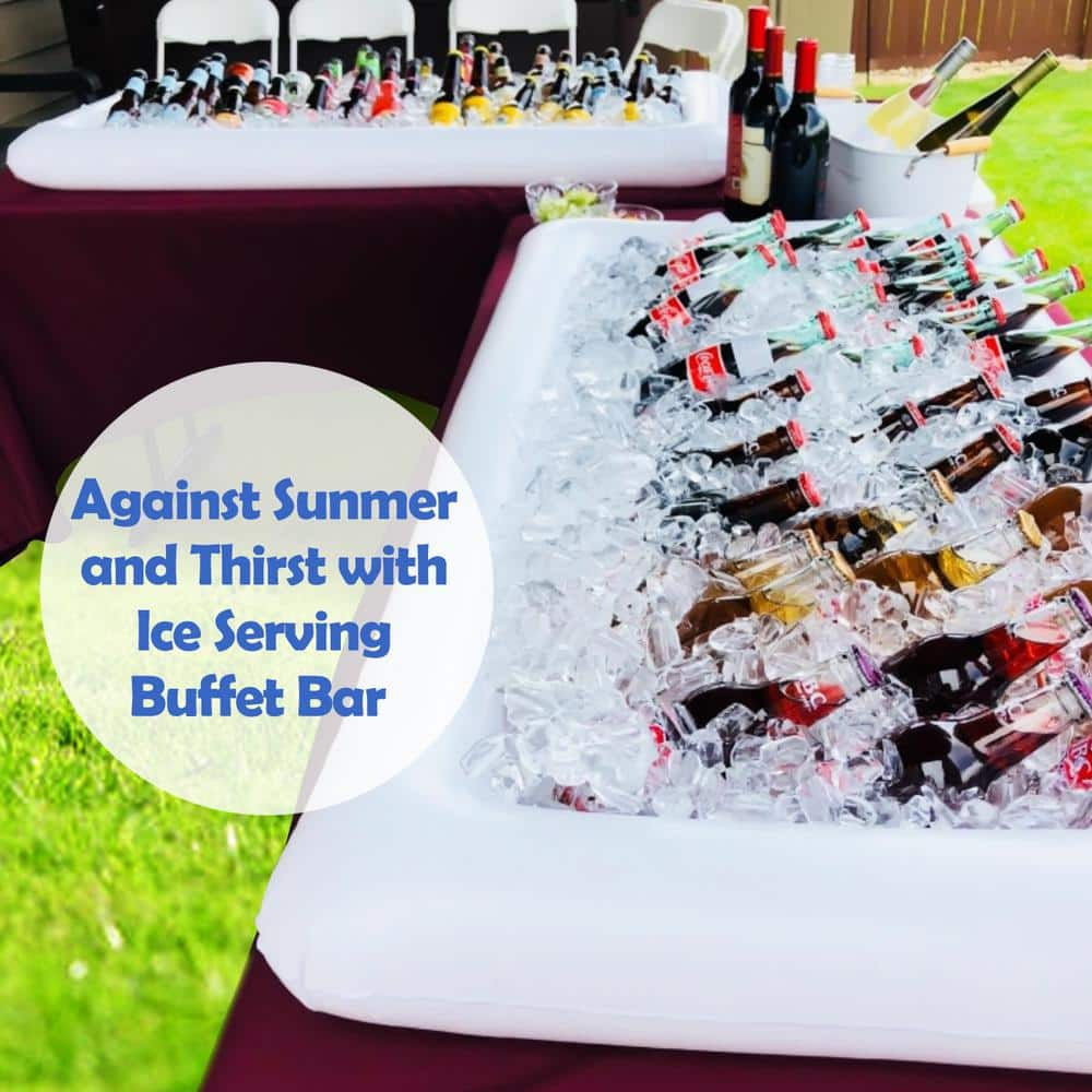 Novelty Place 24 in. Inflatable Ice Serving Buffet Bar Salad Food and Drinks Tray for Party Picnic and Camping (3-Pack) NP.InflatableBar.3PC