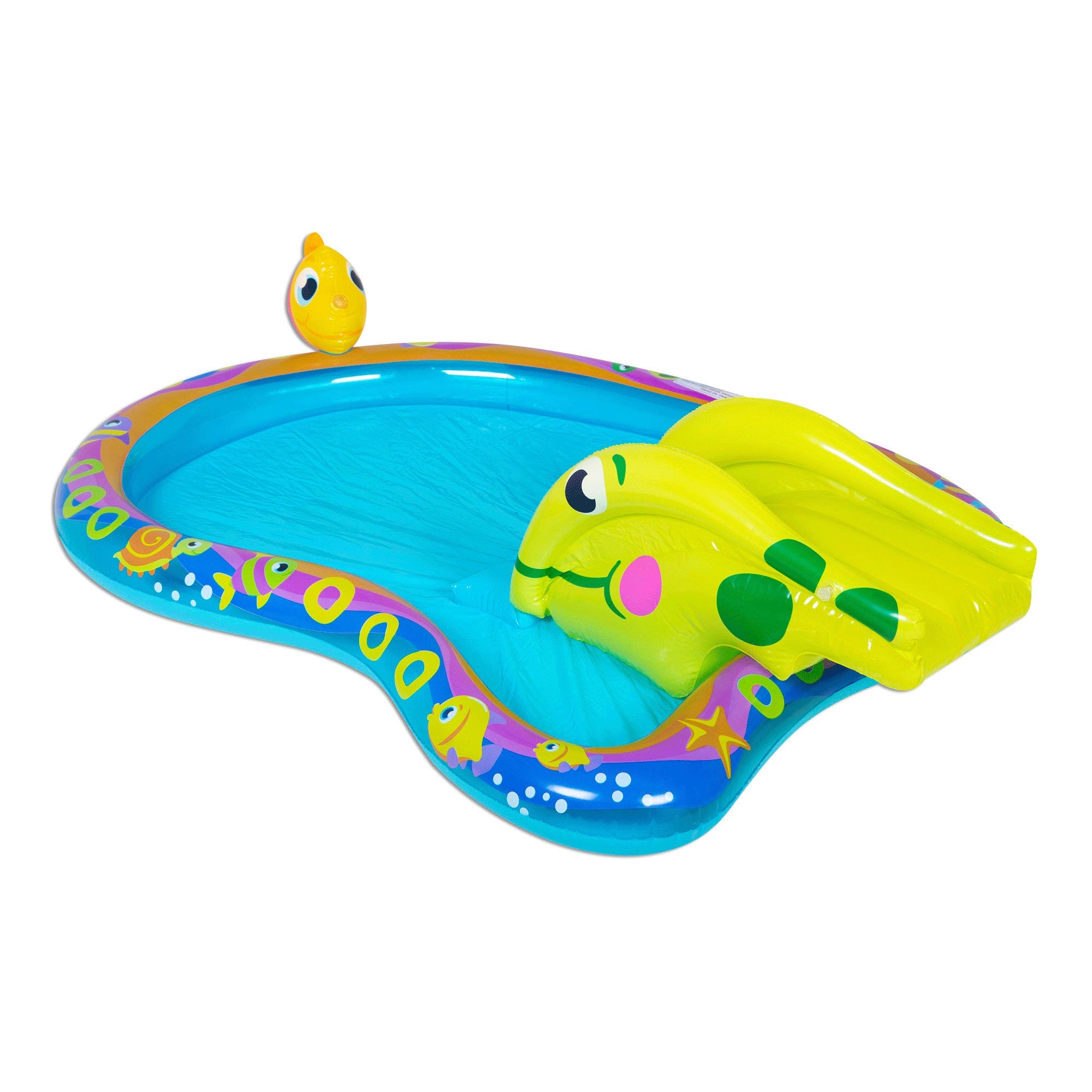 Banzai Shade 'N Slide Turtle Inflatable Kiddie Splash Pool Set with Sprinkler