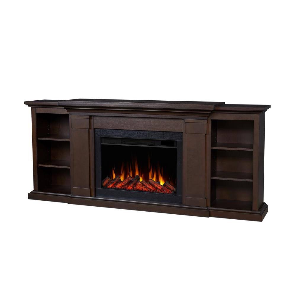 Real Flame Winterset Slim 74 in. Freestanding Wooden Electric Fireplace TV Stand in Dark Walnut 8022E-DW