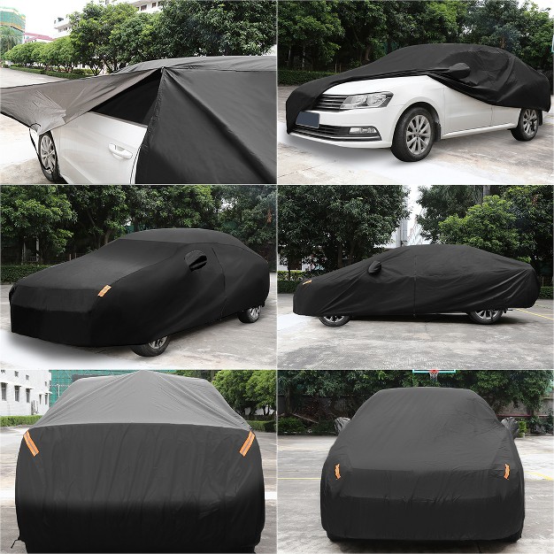 Unique Bargains Auto Car Cover Outdoor Weather Waterproof Breathable Scratch Rain Snow Heat Resistant Black 14 76x5 74x4 92ft 1 Piece