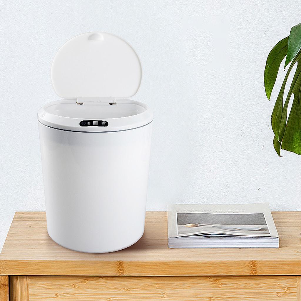 Kitchen Trash Can with Infrared Sensor， Automatic Silent Lid Electric Touchless Garbage Bin Waste Container - White 5L