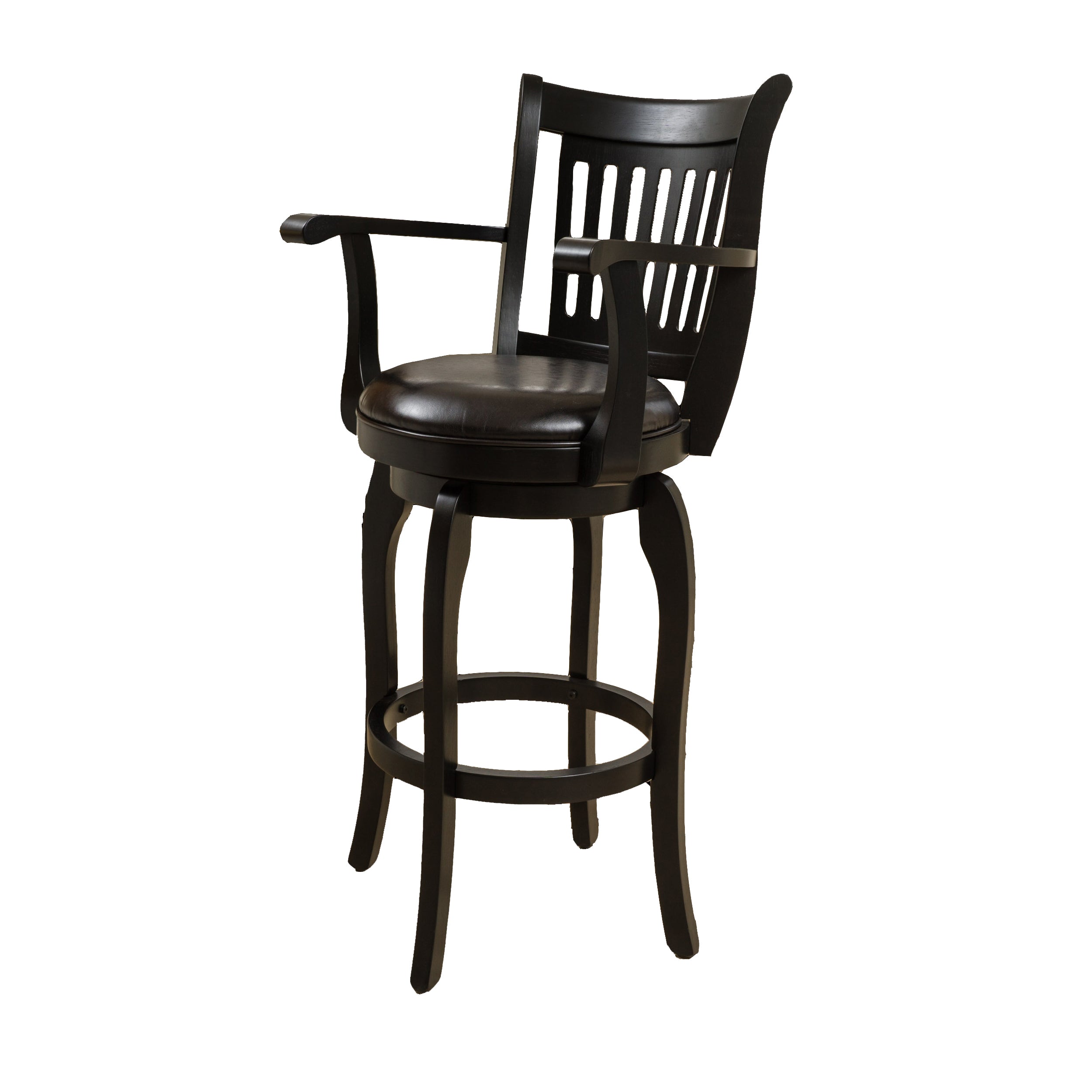 Brook 31-Inch Armed Espresso Leather Swivel Barstool