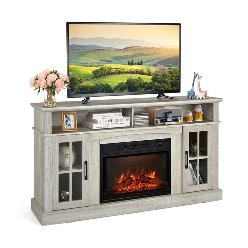 Mordern Fireplace TV Stand for TVs Up to 65 Inch with Cabinets