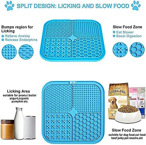 Lick Mat for Dogs 2 Packs - Slow Feeder Dog Licking Mat with Suction （Green+Blue）