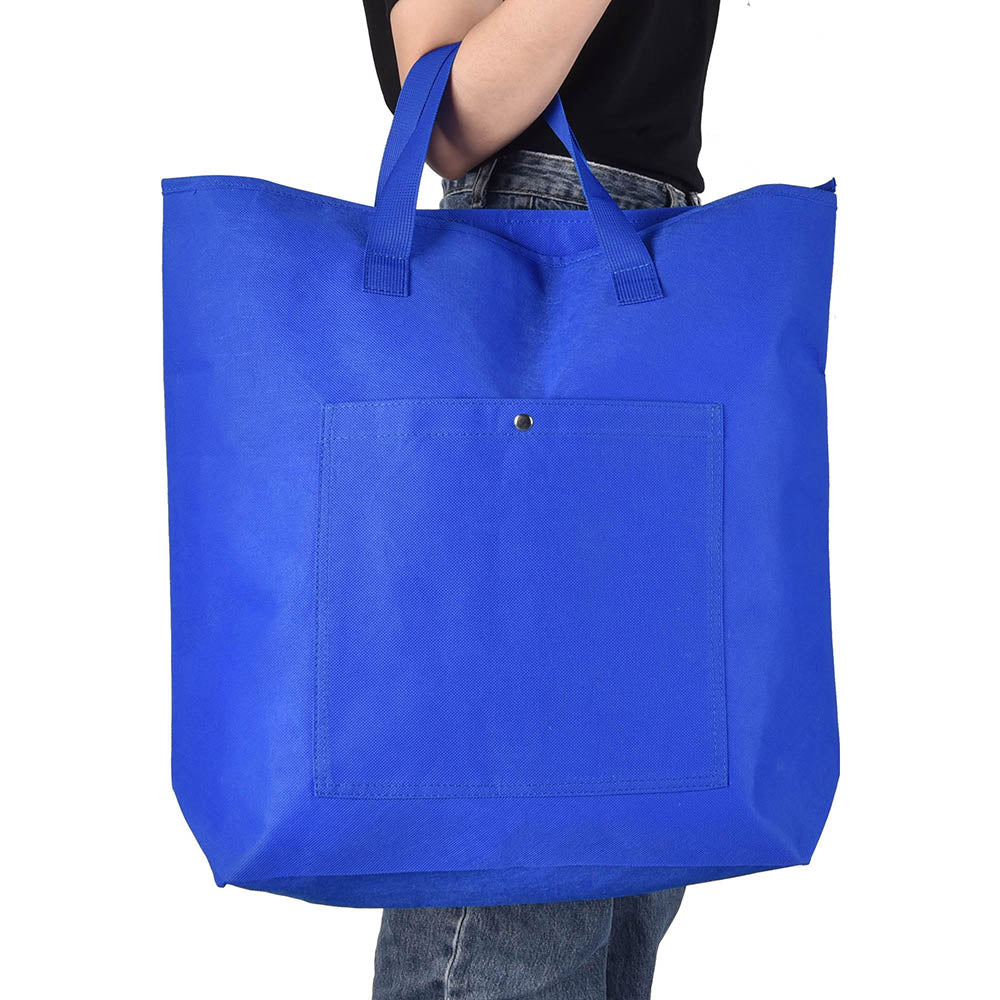 Yescom Reusable Tote Bag with Handles and Zipper Blue Polyester