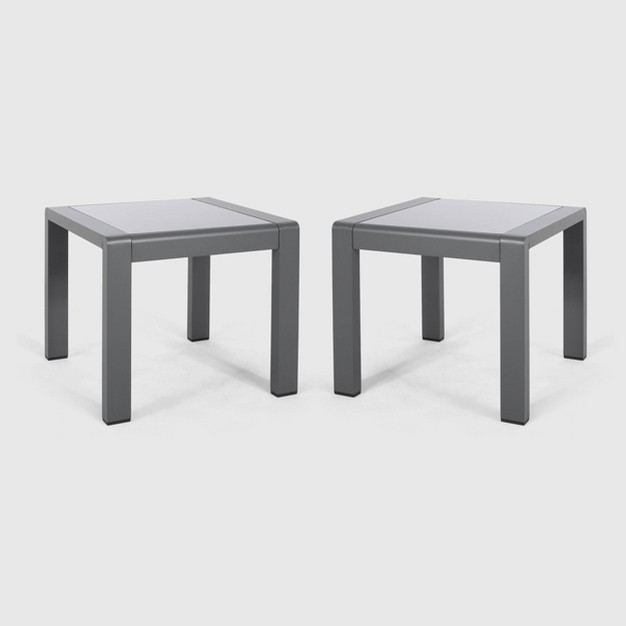 Cape Coral 2pk Aluminum Patio Side Table Gray Christopher Knight Home