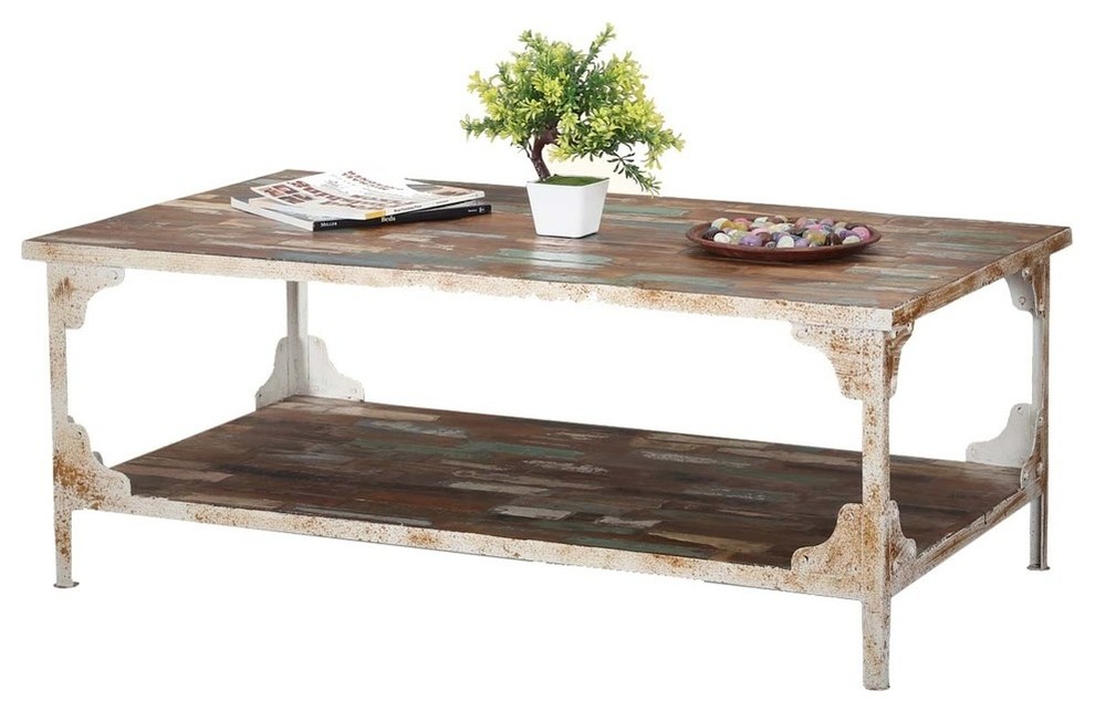 Industrial Reclaimed Wood  ampIron 2 Tier Coffee Table   Farmhouse   Coffee Tables   by Sierra Living Concepts Inc  Houzz