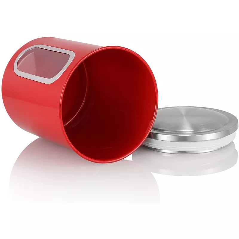 3 Piece Stainless Steel Canister Set in Red Finish