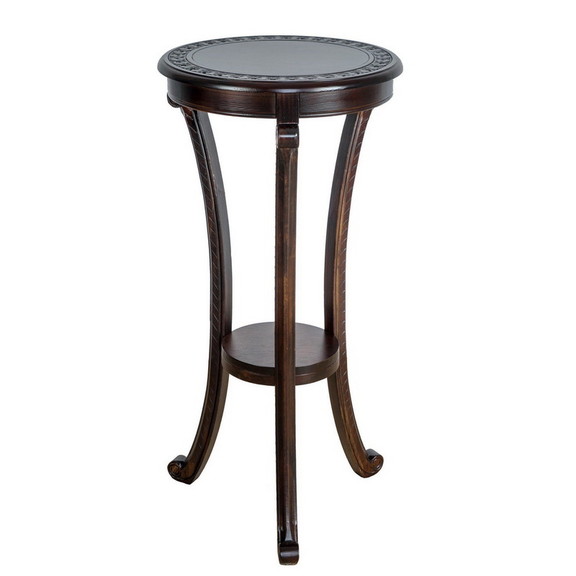 Benjara BM229395 Round Wooden Pedestal Table with ...