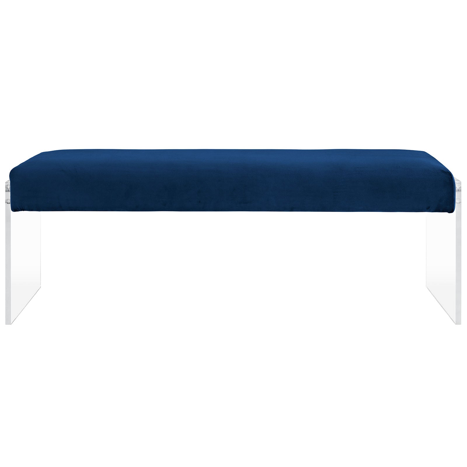 Modern Contemporary Urban Design Bedroom Living Room Bench, Navy Blue, Fabric Velvet