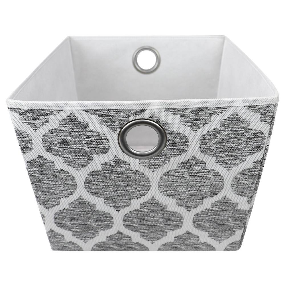 Home Basics 10 in. H x 13.5 in. W x 15 in. D Gray Fabric Cube Storage Bin HDC75256