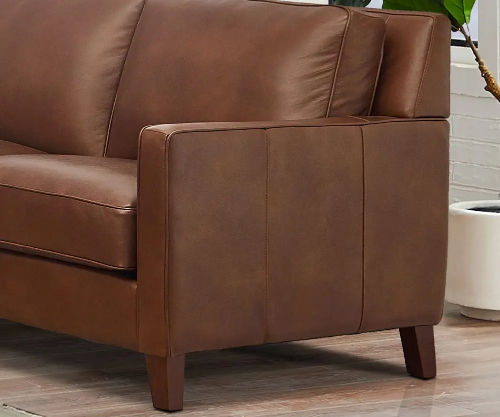 New Haven Brown Leather Sofa - Amax Leather