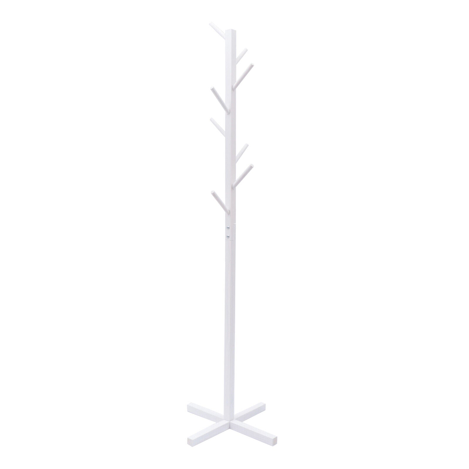 8-Hook Wooden White Coat Stand Hat Display Holder Rack Tree Shape Clothes Hanger Coats Hanger Clothes Rack  Freestanding Clothing Rack Storage Stand Holder