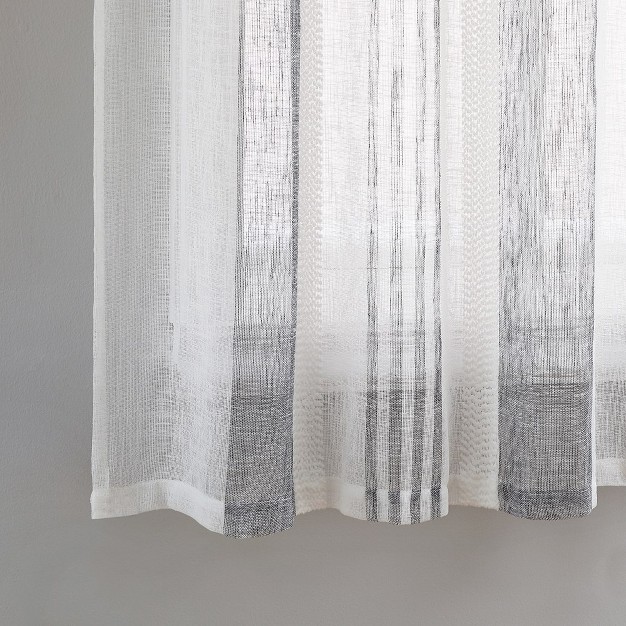 Trinity Vertical Stripe Linen Textured Voile Sheer Short Kitchen Cafe Curtains For Small Windows