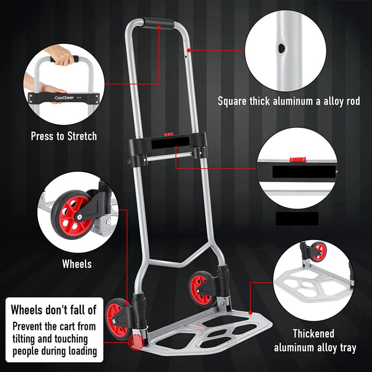 Gina 265 Ib. Capacity Aluminum Portable Foldable Hand Truck Dolly